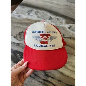 Confederate Air Force‎ Hat Arkansas Razorback Wing Trucker Cap Vintage